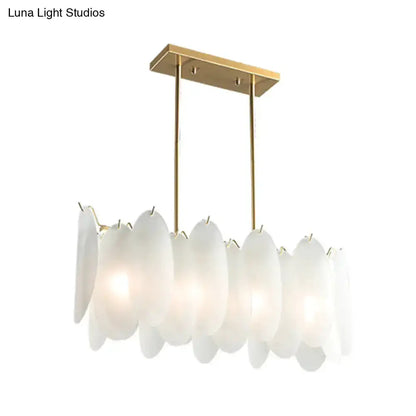 Modern gold milk glass petal dining pendant light by Decorbites with white glass petals on Tampa Home & Garden Store