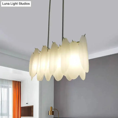 Modern gold milk glass petal ceiling light pendant by Decorbites, dining room chandelier on Tampa Home & Garden Store