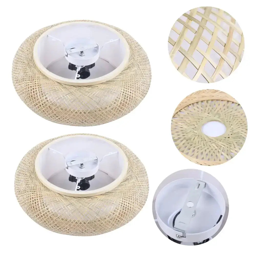 Modern rattan pendant light ceiling fan two-pack with bamboo texture by Decorbites on Tampa Home & Garden Store