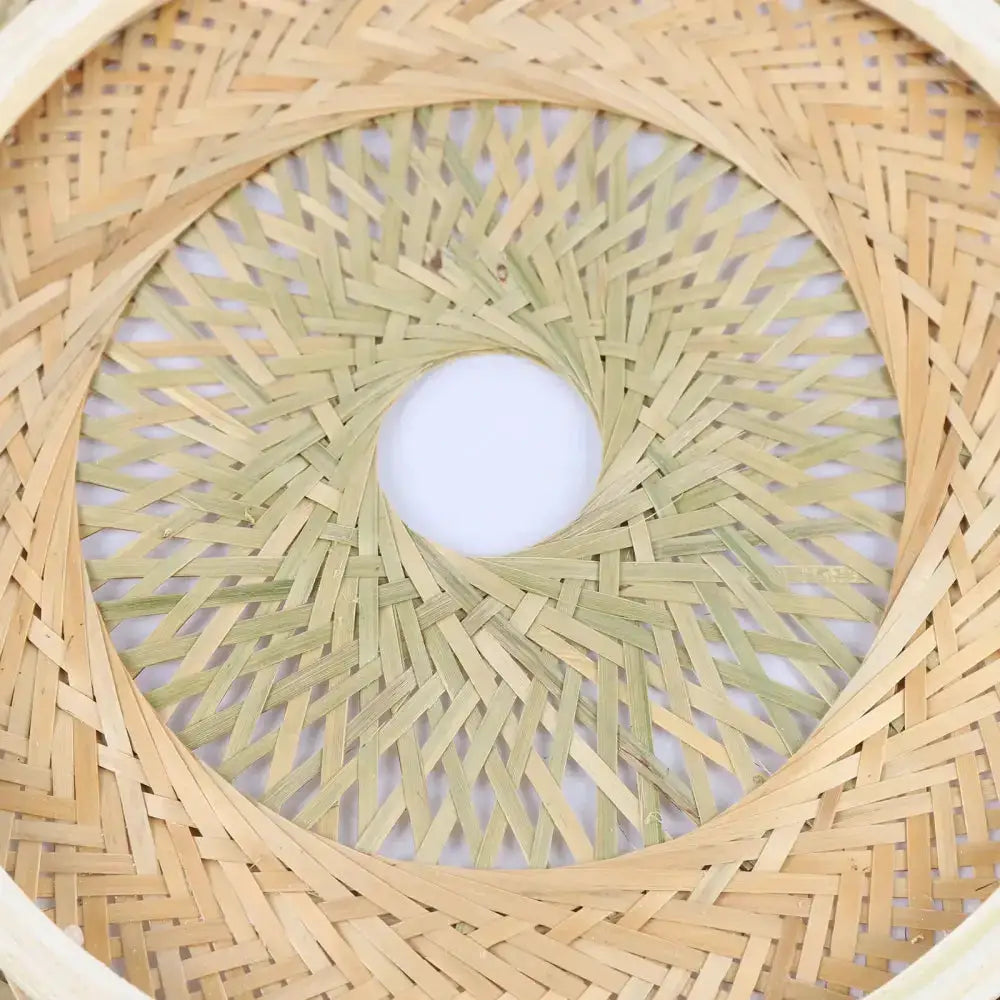 Modern rattan pendant light with circular bamboo-weave shade from Decorbites on Tampa Home & Garden Store