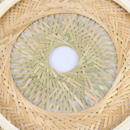 Modern rattan pendant light with circular bamboo-weave shade from Decorbites on Tampa Home & Garden Store
