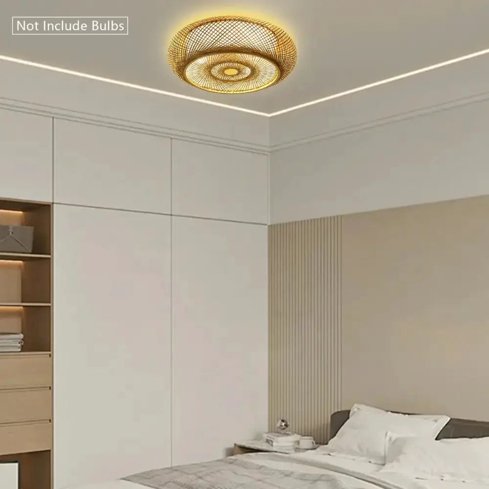 Modern rattan pendant ceiling fan by Decorbites with natural bamboo texture on Tampa Home & Garden Store