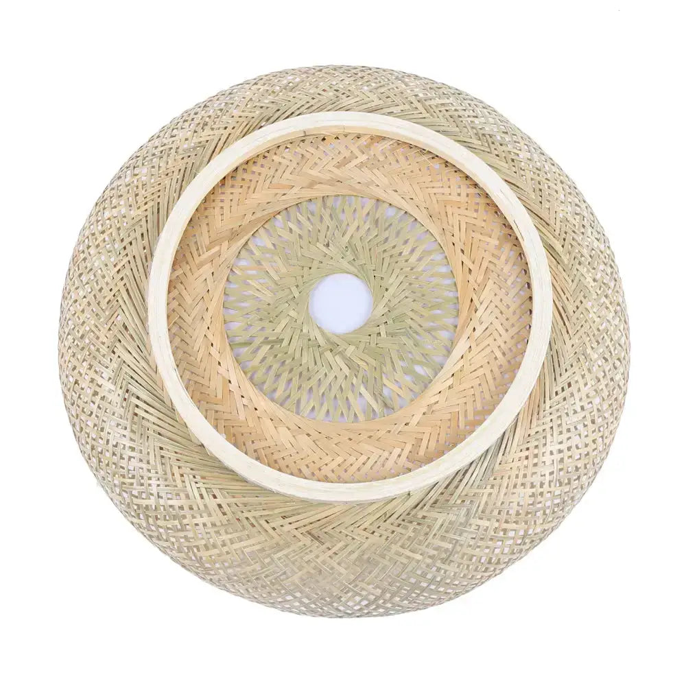 Modern rattan pendant light with natural bamboo texture, circular woven shade on Tampa Home & Garden Store