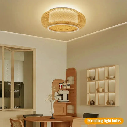 Modern rattan pendant light ceiling fan with natural bamboo texture excluding light bulbs on Tampa Home & Garden Store