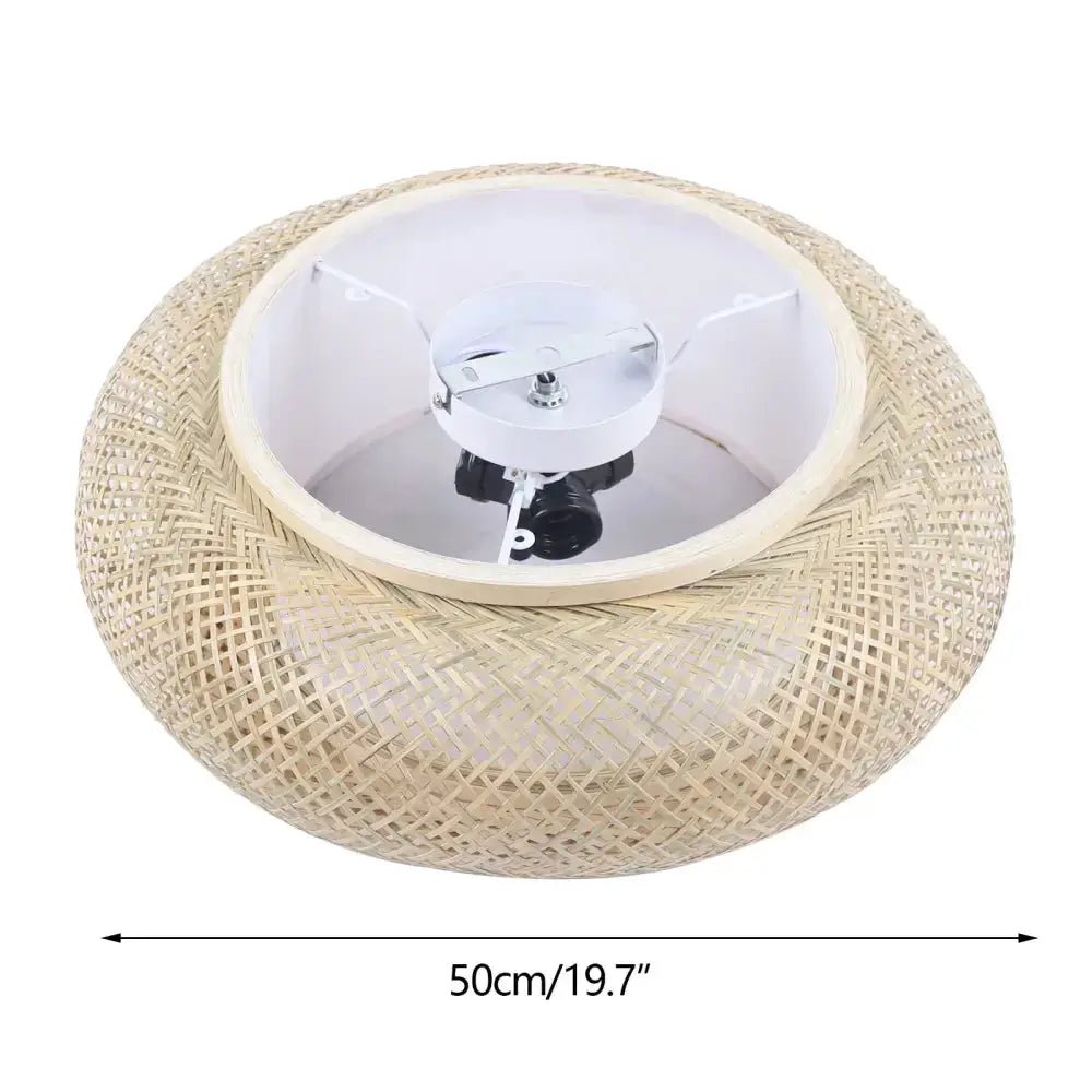 Modern rattan pendant light ceiling fan in natural beige bamboo texture by Decorbites on Tampa Home & Garden Store