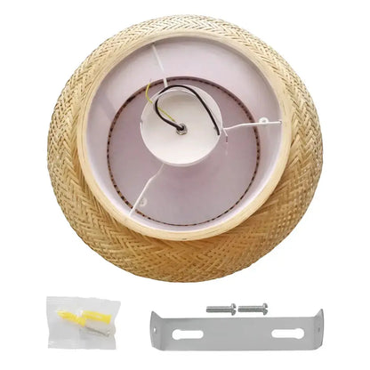 Modern rattan pendant light ceiling fan with bamboo texture Decorbites, includes mounting bracket on Tampa Home & Garden Store