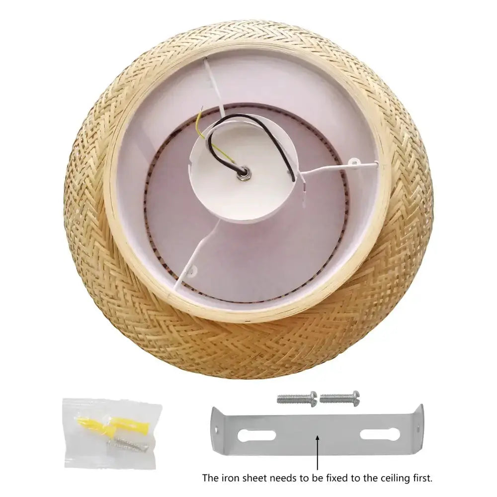 Rattan pendant light Decorbites bamboo texture ceiling fixture with mounting hardware on Tampa Home & Garden Store