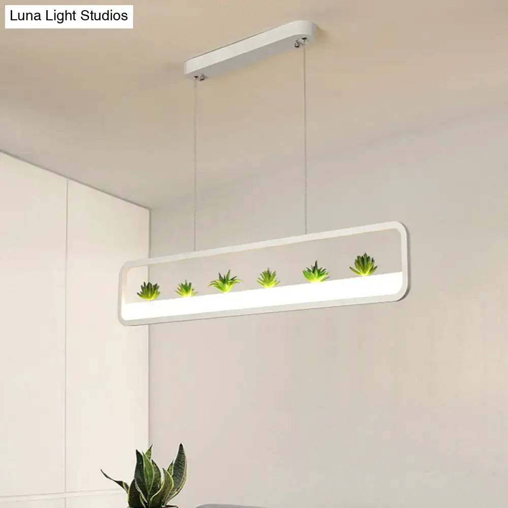 Black LED Succulent Chandelier with rectangular frame and green succulents on Tampa Home & Garden Store