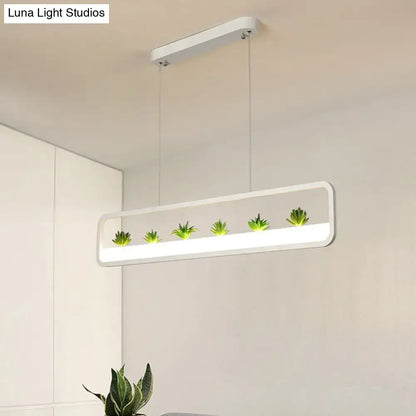 Black LED Succulent Chandelier with rectangular frame and green succulents on Tampa Home & Garden Store