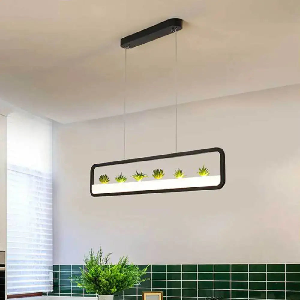 Decorbites Black LED Succulent Chandelier, black metal frame with LED panel and 5 succulents on Tampa Home & Garden Store