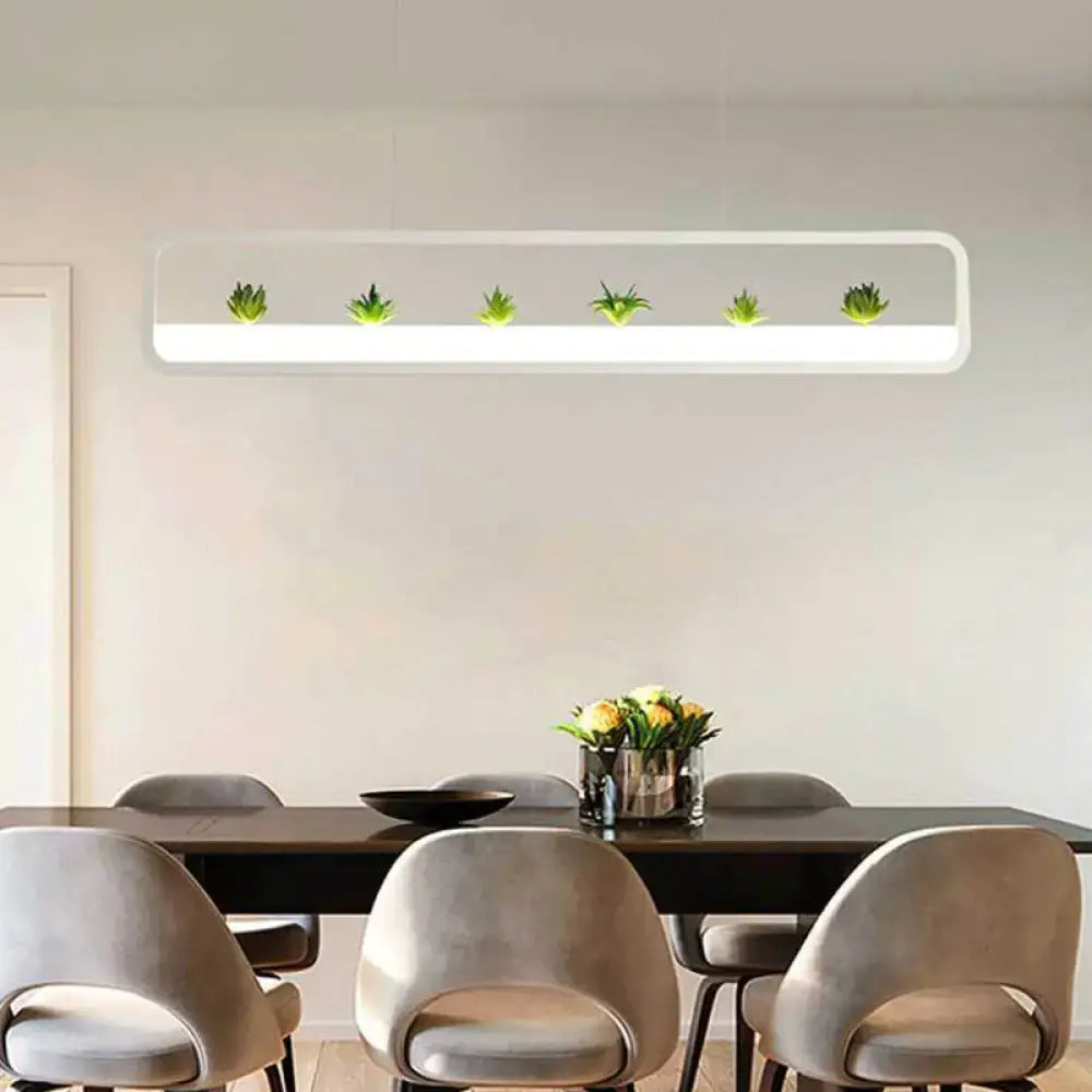 Black LED Succulent Chandelier with five small green succulents along a white LED bar on Tampa Home & Garden Store