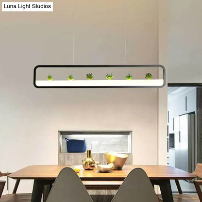 Black LED Succulent Chandelier by Decorbites; black metal frame with built-in LED and succulents on Tampa Home & Garden Store