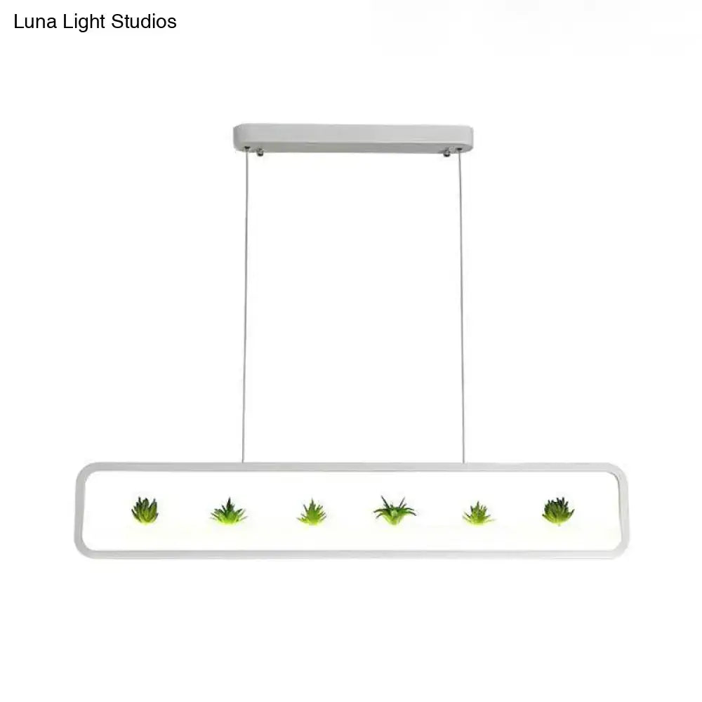 Black LED Succulent Chandelier with 5 green succulents on white frame by Decorbites on Tampa Home & Garden Store