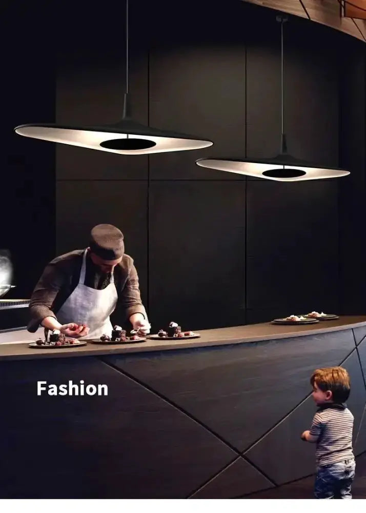 Modern Black Disc Pendant Lamp for Dining Room