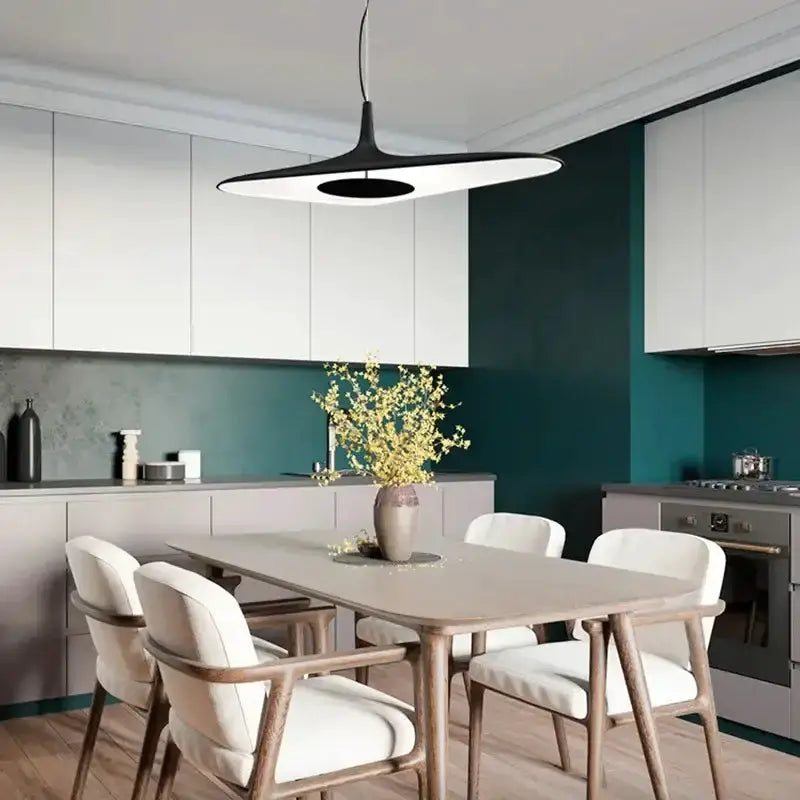 Modern Black Disc Pendant Lamp for Dining Room