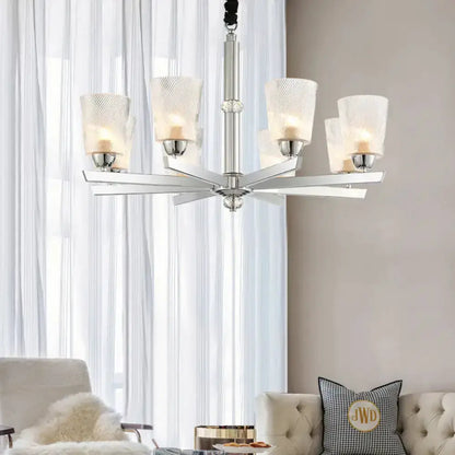Decorbites five-light modern ribbed glass chrome chandelier for living room pendant light on Tampa Home & Garden Store