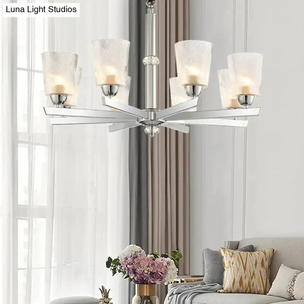 Modern ribbed glass chrome chandelier living room pendant light by Decorbites on Tampa Home & Garden Store