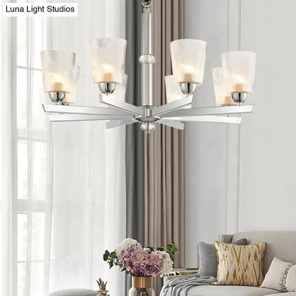 Modern ribbed glass chrome chandelier living room pendant light by Decorbites on Tampa Home & Garden Store