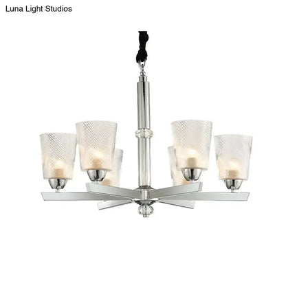 Decorbites modern ribbed glass chrome chandelier five-light living room pendant light on Tampa Home & Garden Store