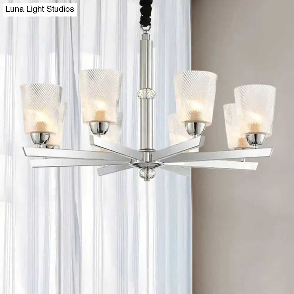 Modern ribbed glass chrome chandelier five-light living room pendant light Decorbites on Tampa Home & Garden Store