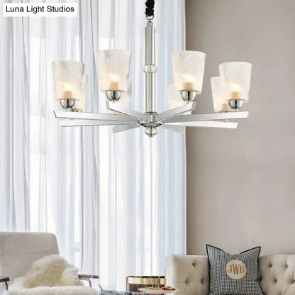 Modern ribbed glass chrome chandelier with five lights for living room pendant light on Tampa Home & Garden Store