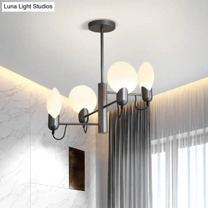 Silver oval ceiling light flush mount with five frosted globe bulbs in frame Decorbites on Tampa Home & Garden Store
