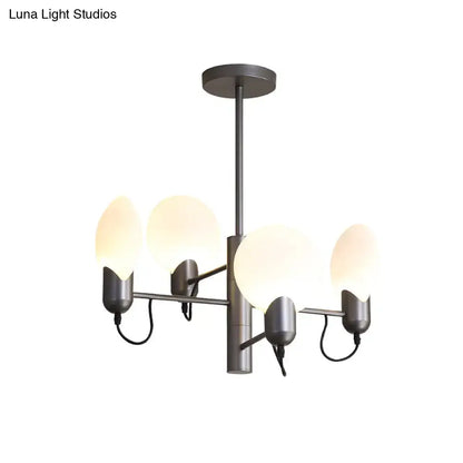 Silver Oval Ceiling Light fixture with five frosted glass globes and brushed metal on Tampa Home & Garden Store