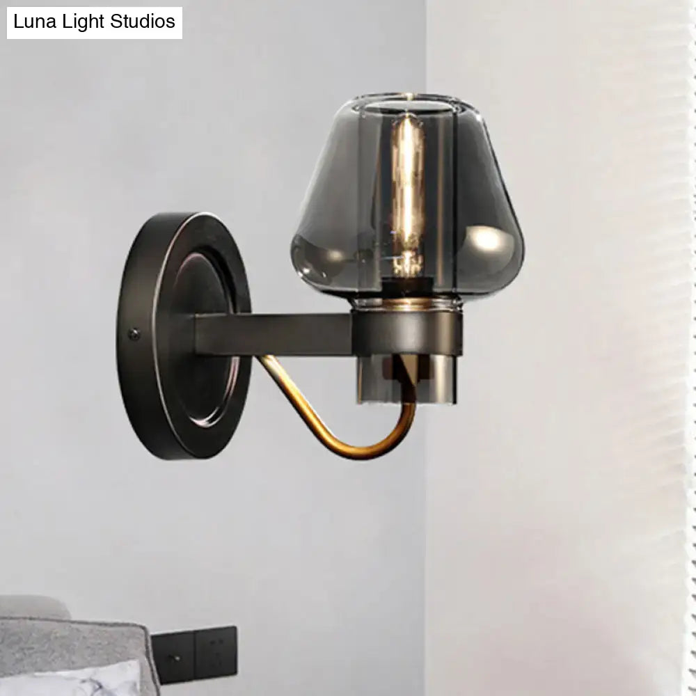 Black Brass Mushroom Sconce by Decorbites with smoky glass shade, wall-mount lighting on Tampa Home & Garden Store