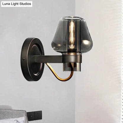 Black Brass Mushroom Sconce by Decorbites with smoky glass shade, wall-mount lighting on Tampa Home & Garden Store