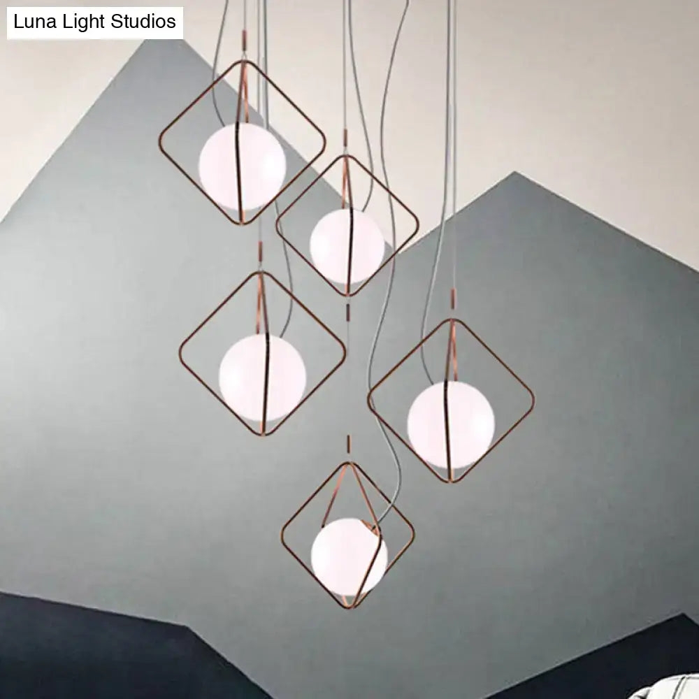 Copper square pendant lights with white globe bulbs, 5-pack Decorbites on Tampa Home & Garden Store