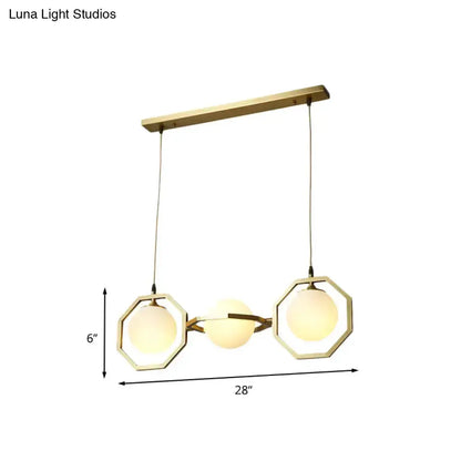 Modern gold octagon frosted glass pendant light trio for kitchen island Decorbites on Tampa Home & Garden Store