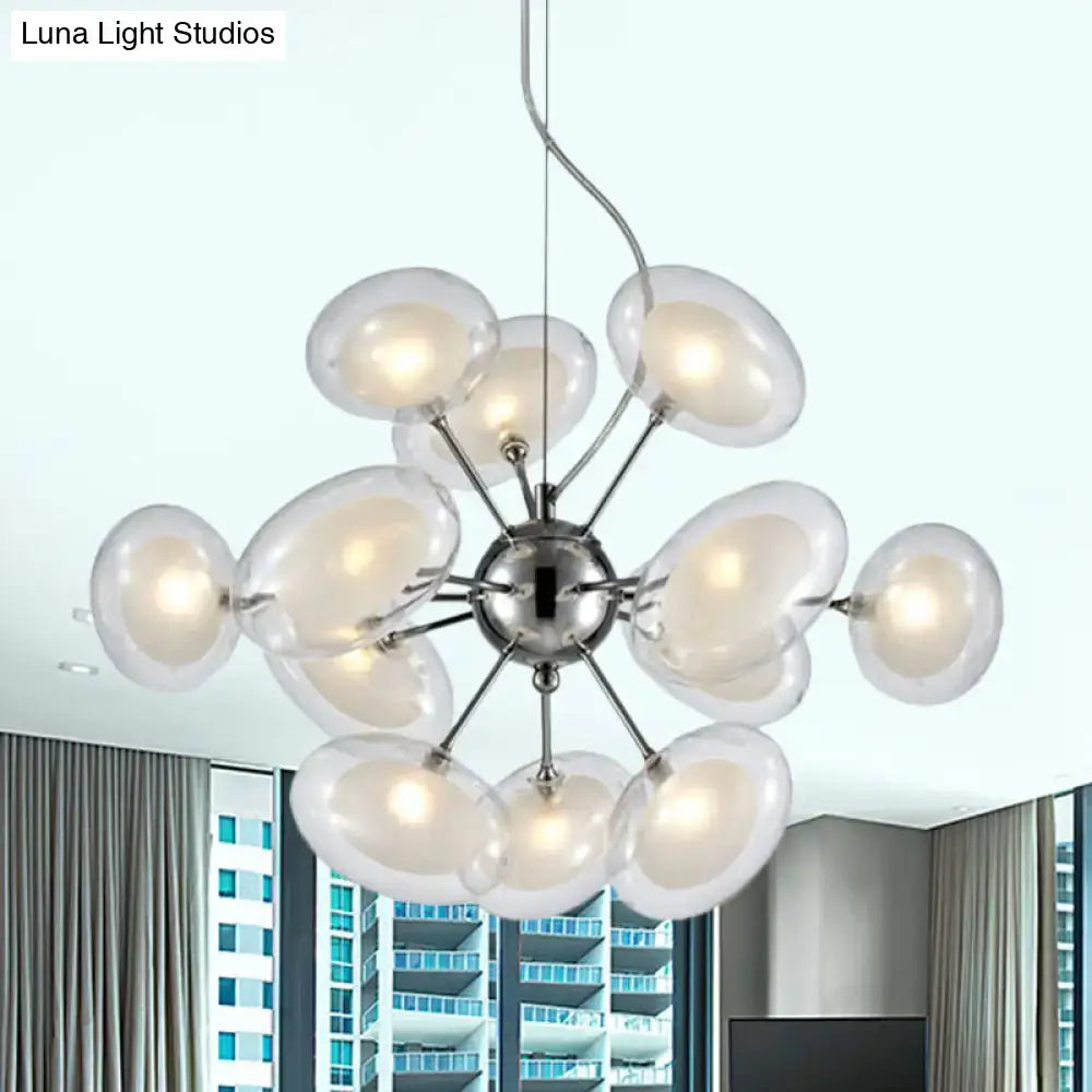 Chrome Glass Oblate Chandelier by Decorbites with clear glass globe shades and chrome spokes on Tampa Home & Garden Store