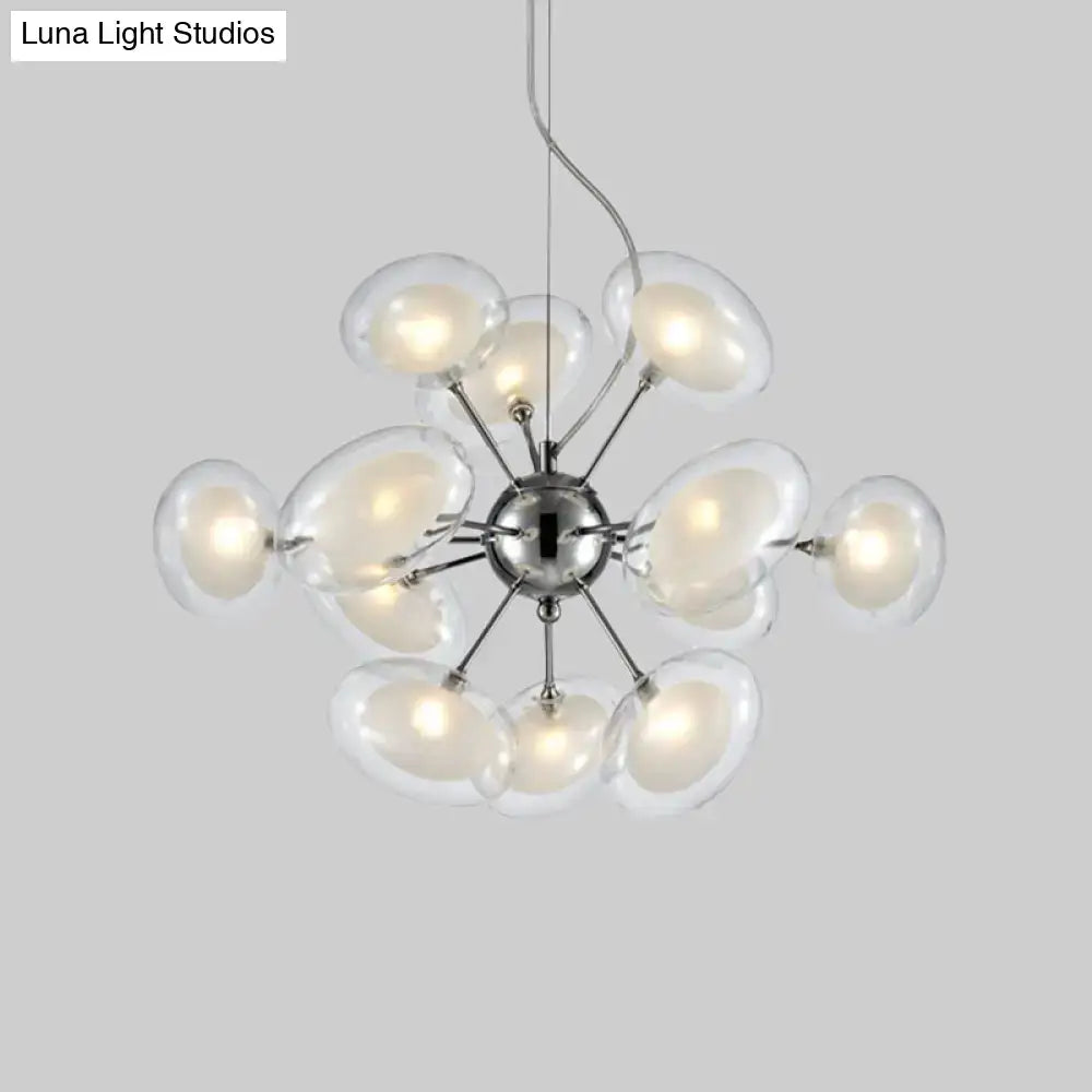 Chrome Glass Oblate Chandelier with clear glass orb shades and chrome arms Decorbites on Tampa Home & Garden Store
