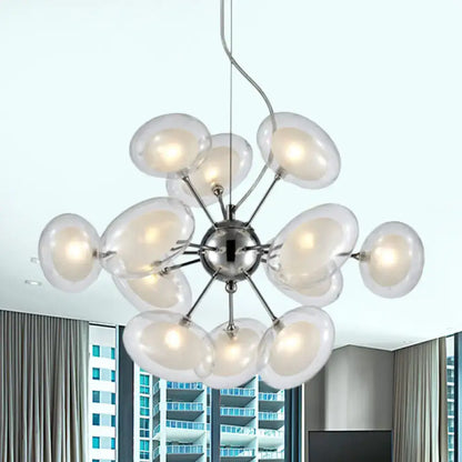 Chrome Glass Oblate Chandelier by Decorbites, sputnik-style with clear glass bubble shades on Tampa Home & Garden Store