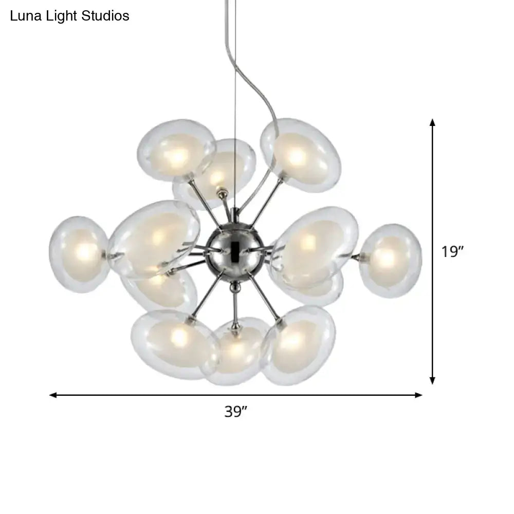 Chrome Glass Oblate Chandelier by Decorbites; clear glass globes on a chrome sphere cluster on Tampa Home & Garden Store