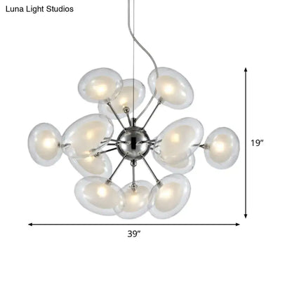 Chrome Glass Oblate Chandelier by Decorbites; clear glass globes on a chrome sphere cluster on Tampa Home & Garden Store