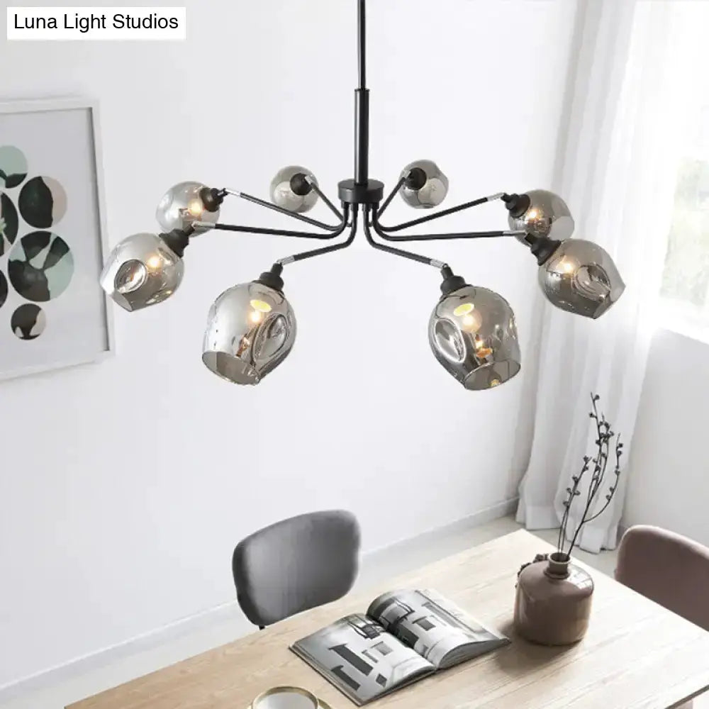 Modernist smoke grey cup chandelier with glass shades pendant light by Decorbites on Tampa Home & Garden Store