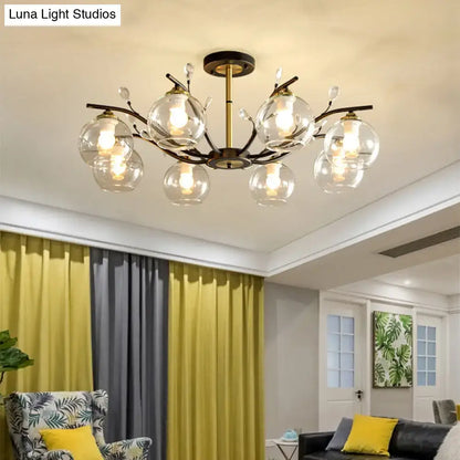 Black Gold Glass Ceiling Light Semi-Flush for Dining with glass globe shades Decorbites on Tampa Home & Garden Store