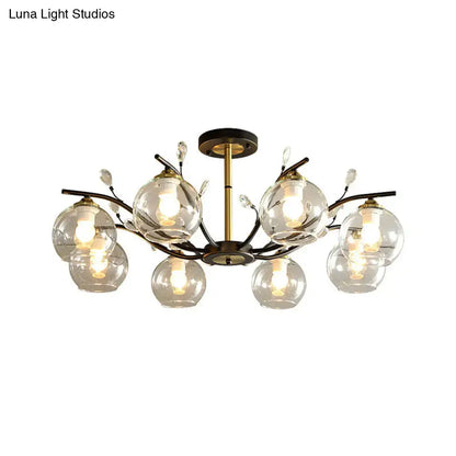 Decorbites Black Gold Glass Ceiling Light Semi-Flush with clear globes and bronze-black frame on Tampa Home & Garden Store