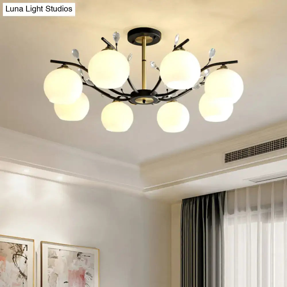 Black Gold Glass Semi-Flush Ceiling Light for Dining by Decorbites, frosted glass globe shades on Tampa Home & Garden Store