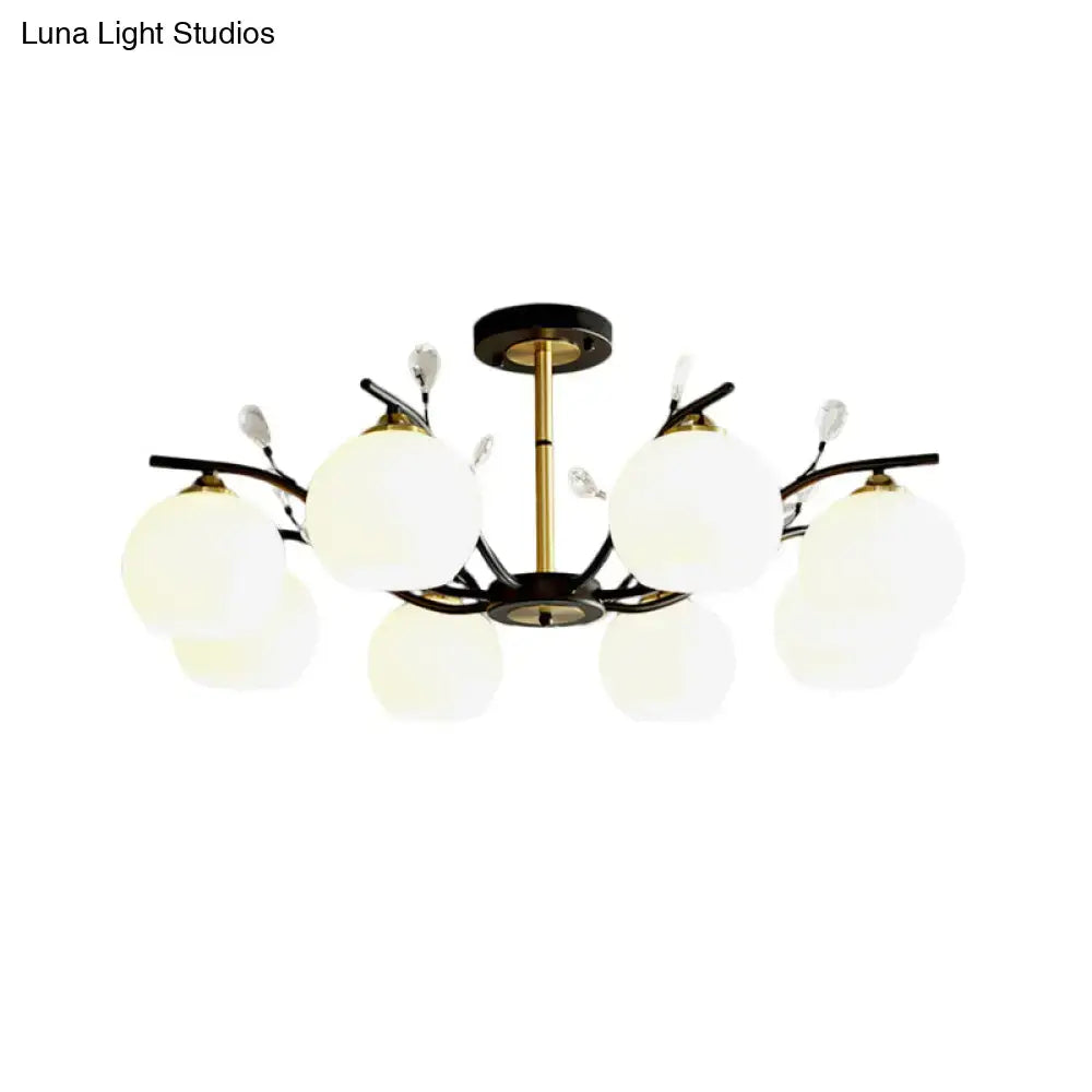 Black Gold Glass Ceiling Light Semi-Flush for Dining by Decorbites, 6-light with globes on Tampa Home & Garden Store