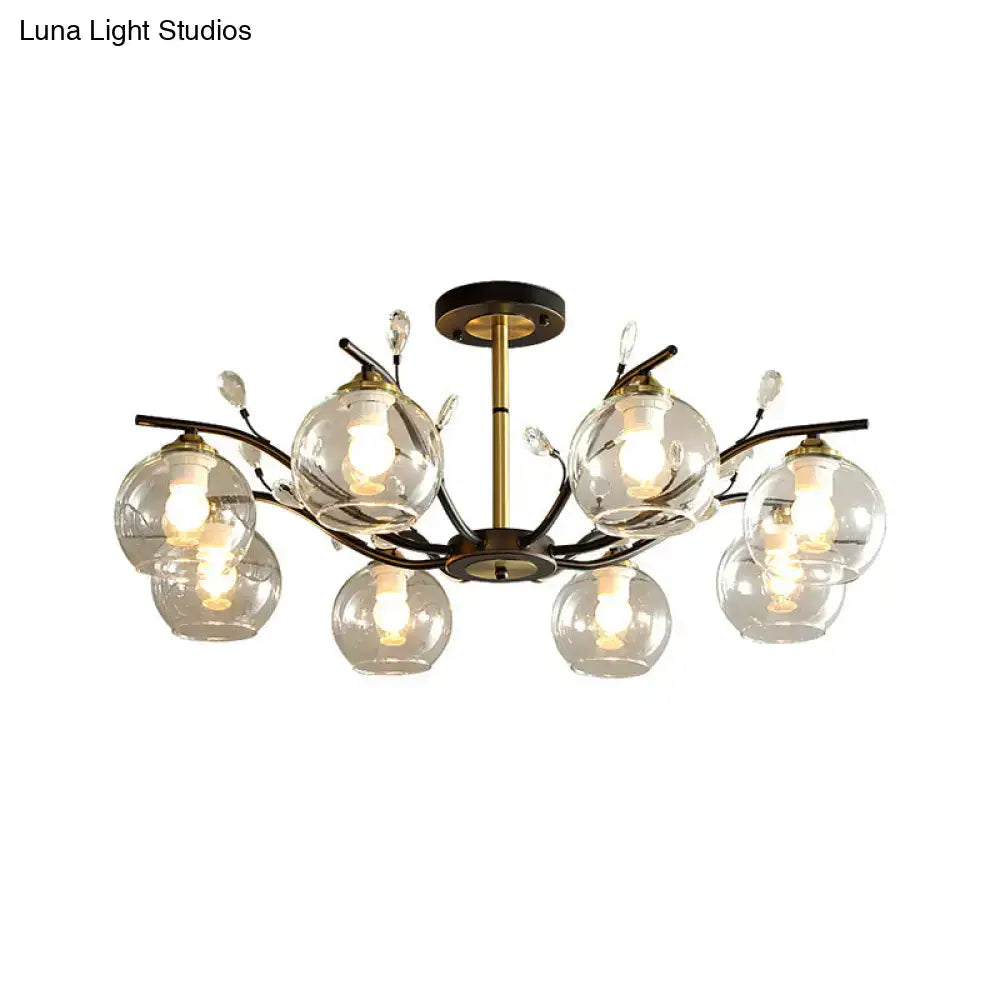 Black Gold Glass Ceiling Light Semi-Flush by Decorbites with clear glass globes on Tampa Home & Garden Store