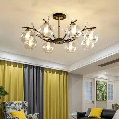Black Gold Glass Semi-Flush Ceiling Light by Decorbites with glass globe shades on Tampa Home & Garden Store