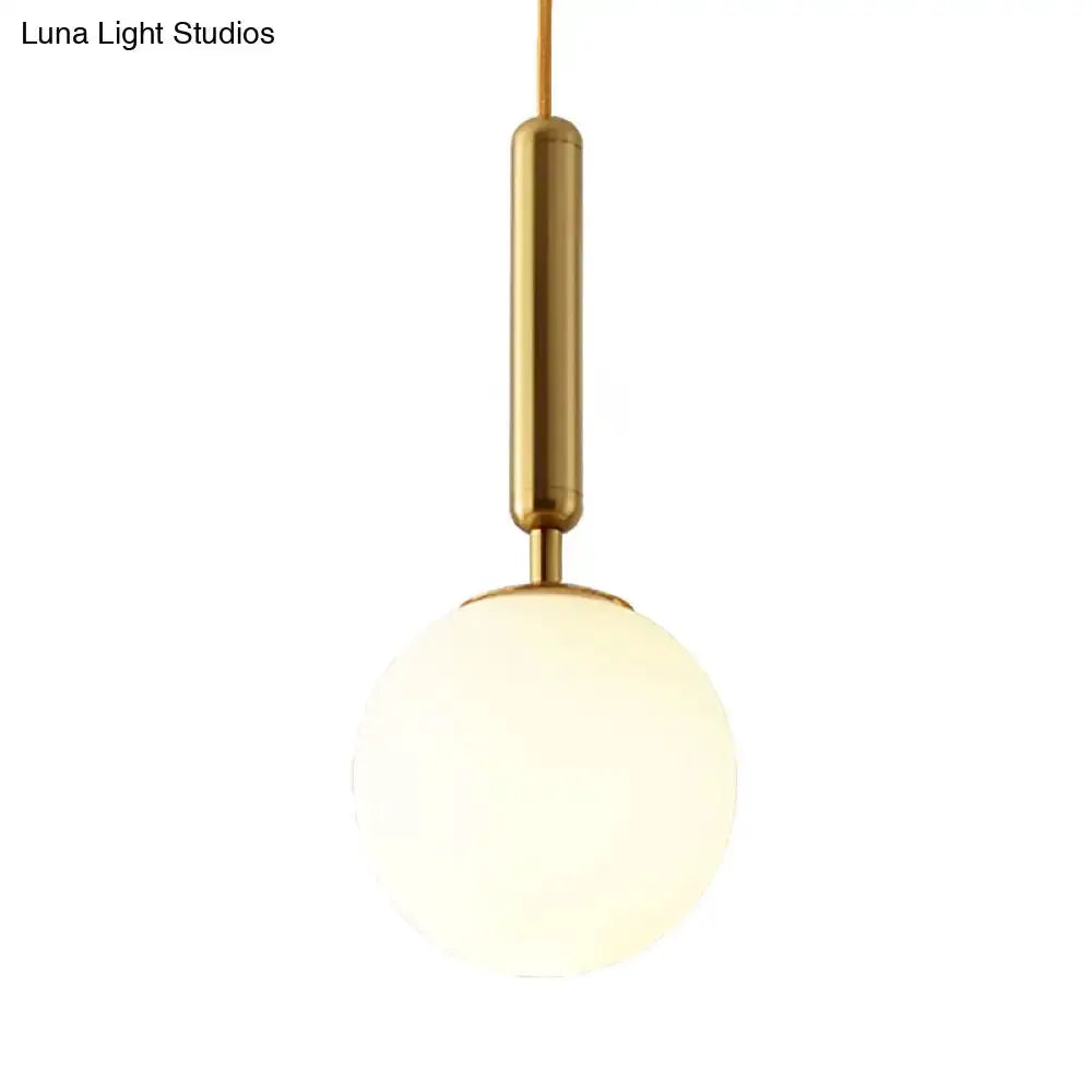 Modernist Black Gold White Glass Pendant Light