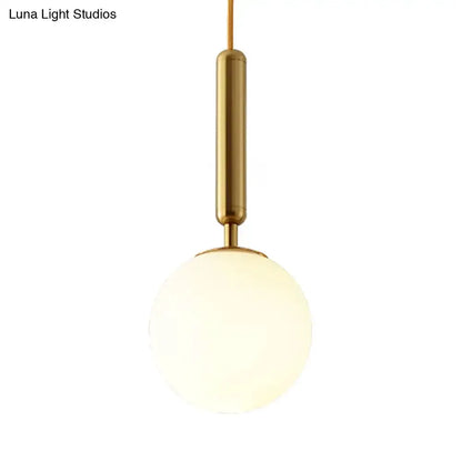 Modernist Black Gold White Glass Pendant Light