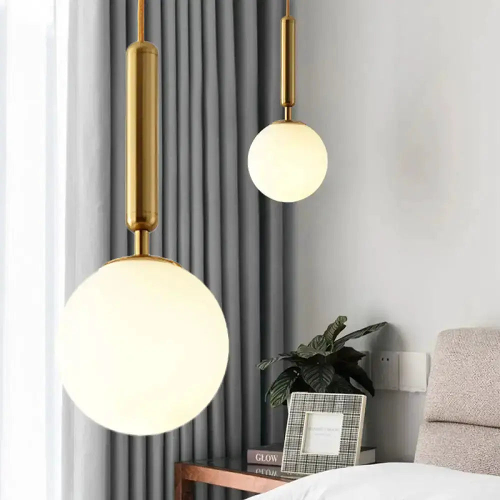 Modernist Black Gold White Glass Pendant Light