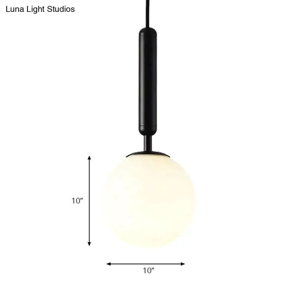 Modernist Black Gold White Glass Pendant Light