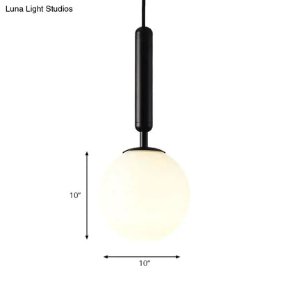 Modernist Black Gold White Glass Pendant Light