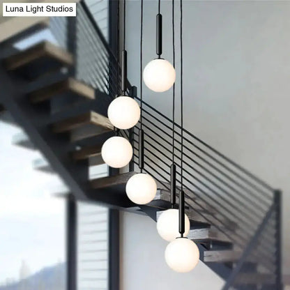 Modernist Black Gold White Glass Pendant Light