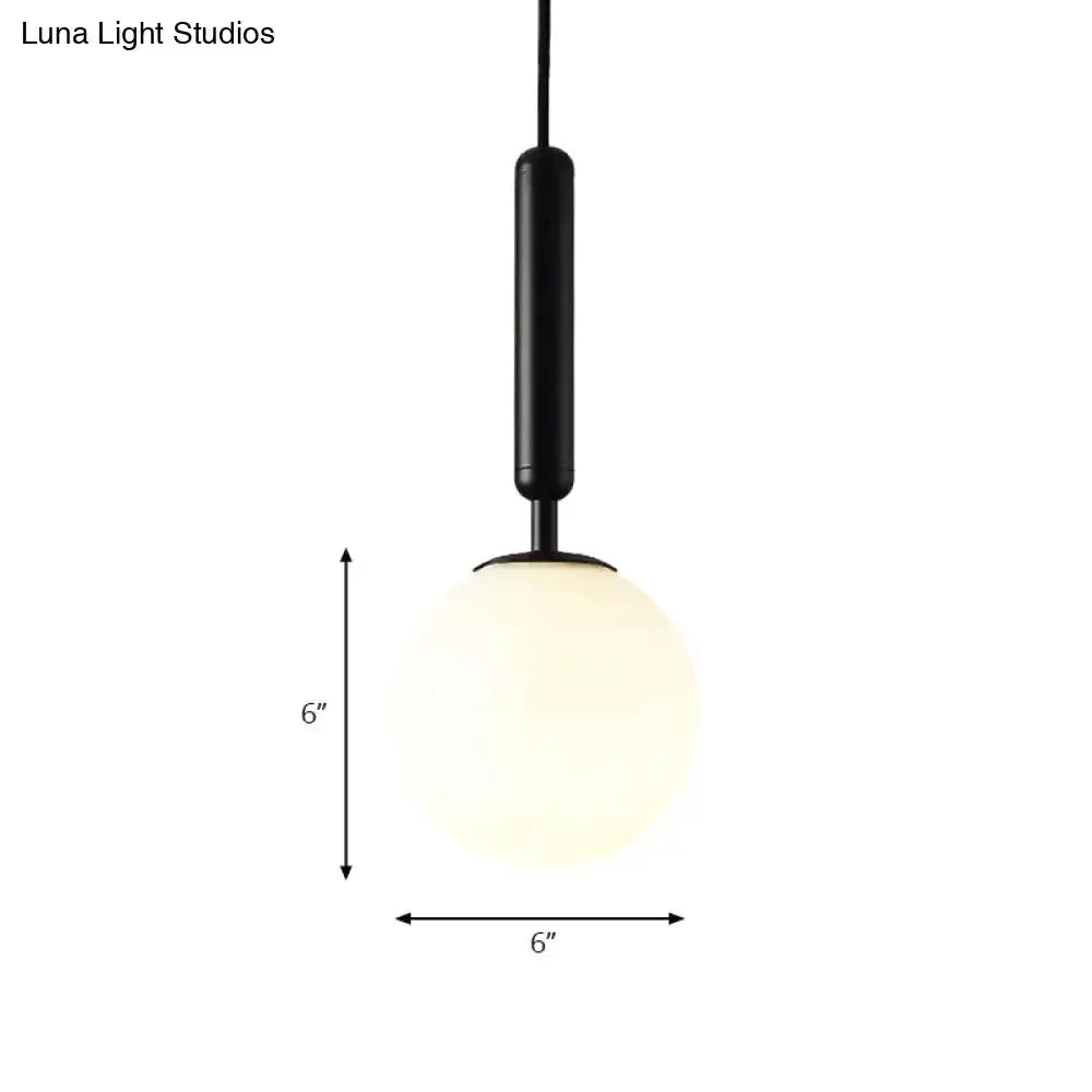 Modernist Black Gold White Glass Pendant Light